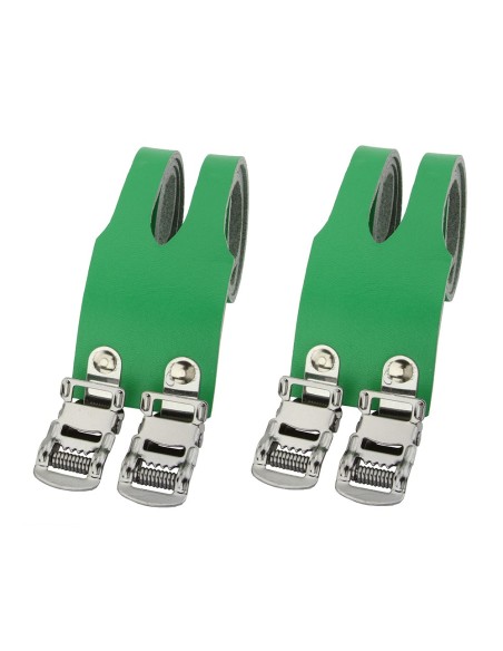 Leather Double Toe Straps Green.